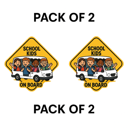 Smeeps School Kids On Board Sticker – 13.97 x 13.97 cm | High-Visibility Bus Safety Vinyl Decal (Yellow Diamond Cartoon Design)
