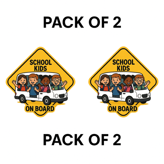 Smeeps School Kids On Board Sticker – 13.97 x 13.97 cm | High-Visibility Bus Safety Vinyl Decal (Yellow Diamond Cartoon Design)