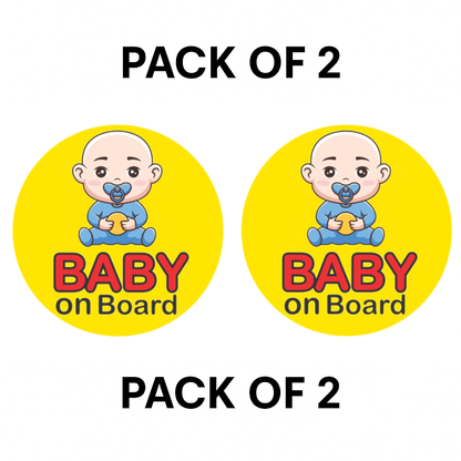 Pack of 2 | Smeeps Baby on Board Sticker – 15.24 cm Round | Cute Bald Baby with Pacifier & Ball | Waterproof Vinyl Car Safety Sign