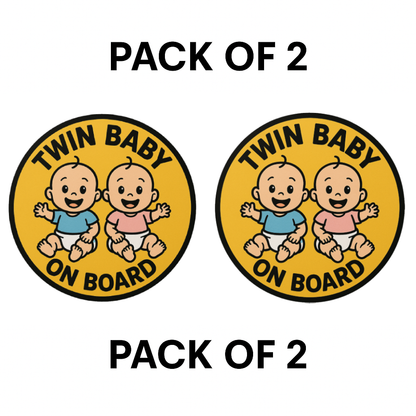 Smeeps Twin Baby On Board Sticker – 13.97 x 13.97 cm | Cute Safety Sign for Cars | Waterproof & Durable