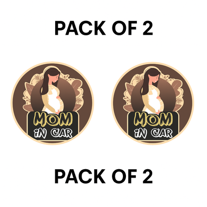 Smeeps Mom in Car Sticker – 14 x 14 cm | Elegant Pregnant Mom Design | Earth Tone Theme for Car Windows
