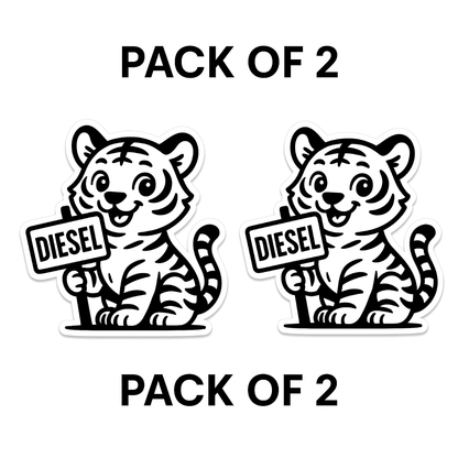 Smeeps Diesel Tiger Sticker – 10.16 x 9.4 cm Cute Cartoon Tiger Fuel Type Car & Bike Vinyl Decal | Waterproof | Clear Diesel Identification