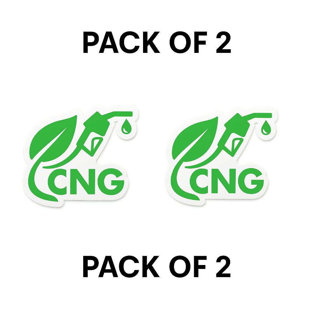 Smeeps CNG Eco Fuel Sticker – 9 x 7.7 cm Green Leaf & Nozzle Design Car & Bike Vinyl Decal | Waterproof | Clear CNG Identification