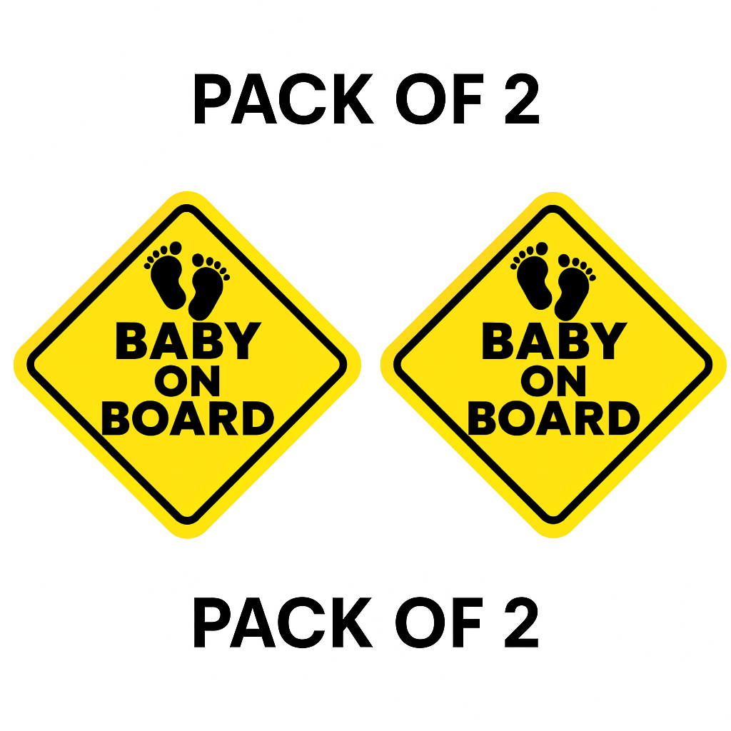 Smeeps Baby On Board Sticker – 14 x 14 cm Yellow Diamond Sign with Baby Footprints | High-Visibility Car Safety Decal | Waterproof & UV-Resistant Vinyl