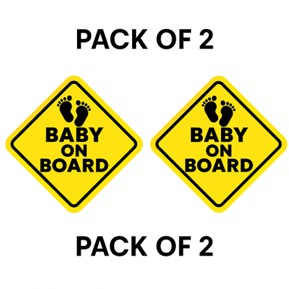 Smeeps Baby On Board Sticker – 14 x 14 cm Yellow Diamond Sign with Baby Footprints | High-Visibility Car Safety Decal | Waterproof & UV-Resistant Vinyl