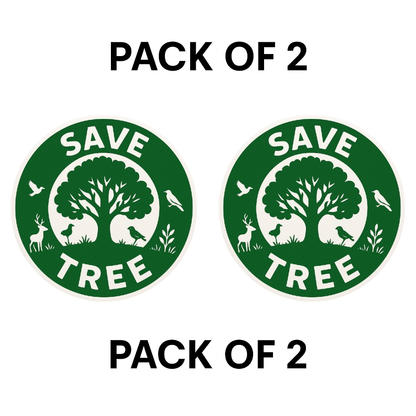Smeeps Save Tree Round Sticker | 14 x 14 cm | Eco Awareness Vinyl Decal for Car