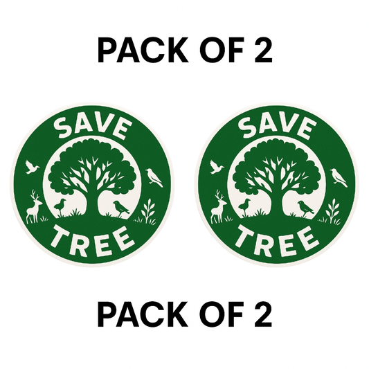 Smeeps Save Tree Round Sticker | 14 x 14 cm | Eco Awareness Vinyl Decal for Car