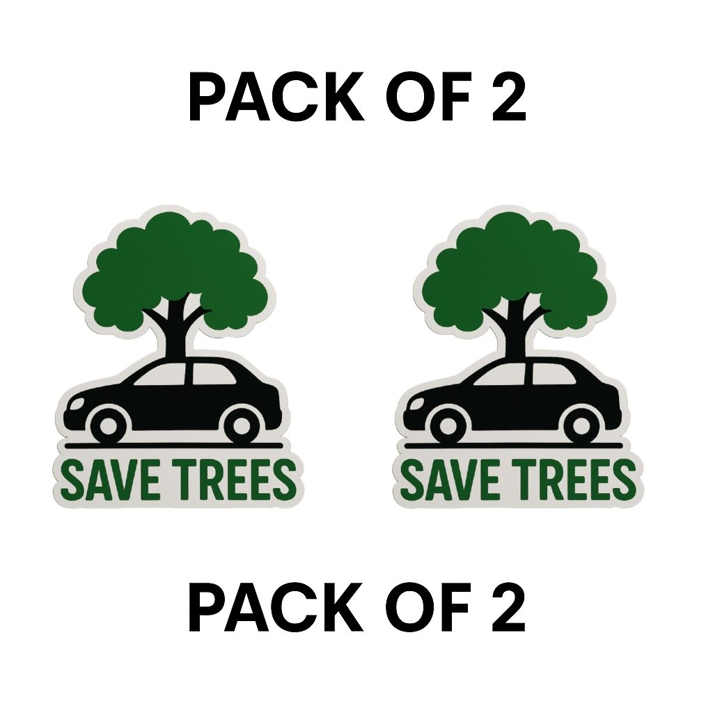 Smeeps Save Trees Cutout Sticker | 16.8 x 14 cm | Unique Tree & Car Shape Vinyl Decal for Car