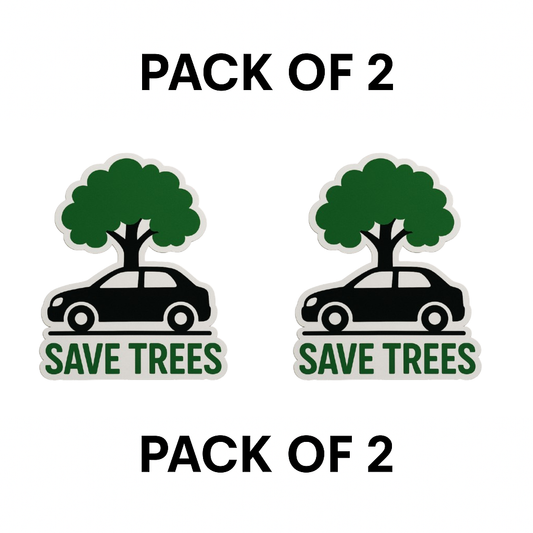 Smeeps Save Trees Cutout Sticker | 16.8 x 14 cm | Unique Tree & Car Shape Vinyl Decal for Car