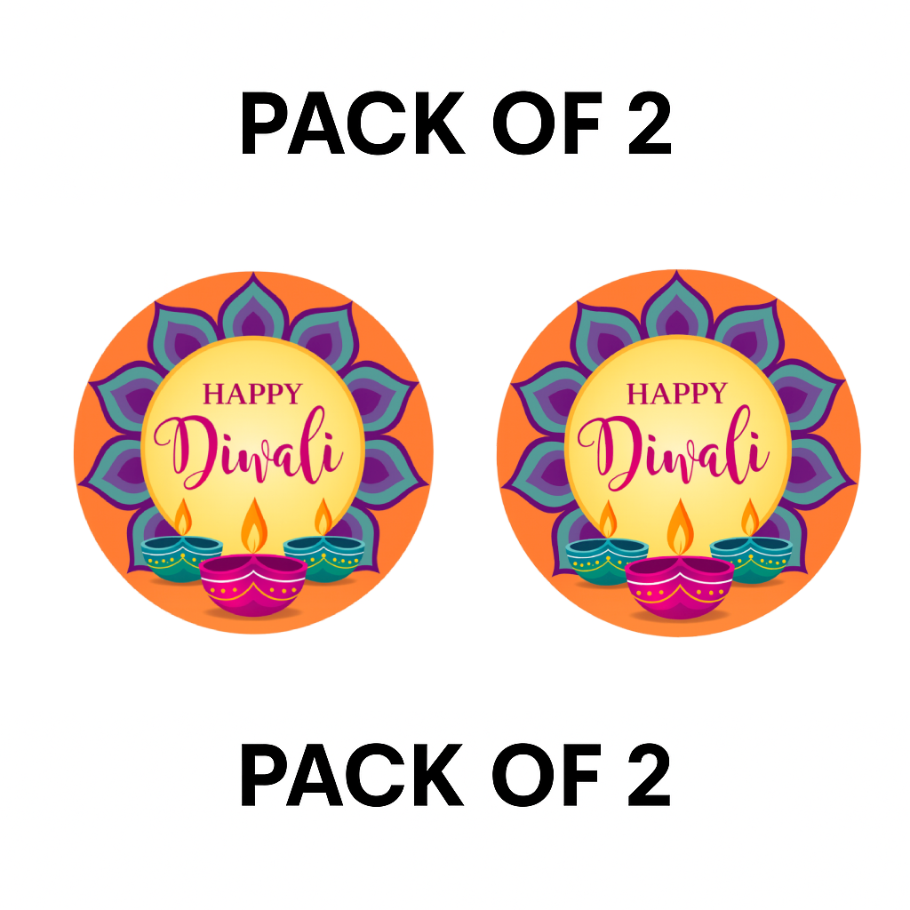 Smeeps Happy Diwali Sticker – 10.16 x 10.16 cm Round Rangoli & Diya Design | Festive Deepavali Décor Decal | Waterproof & UV-Resistant Vinyl