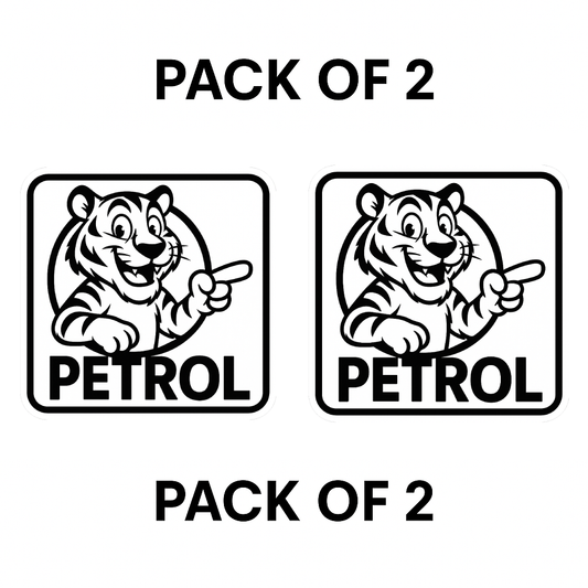 Red Tiger Petrol Sticker – 13 x 13 cm | Bold Cartoon Fuel Indicator | Waterproof Vinyl Decal for Cars