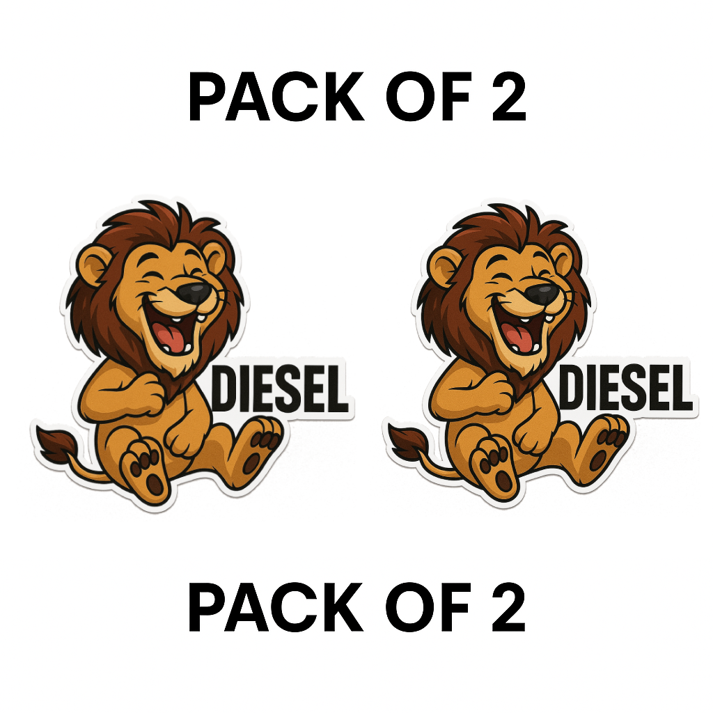 Smeeps Diesel Only Fuel Sticker – Laughing Lion Design – 10.16 x 12.7 cm | Waterproof Vinyl Decal for Cars, Bikes & Diesel Tank Caps