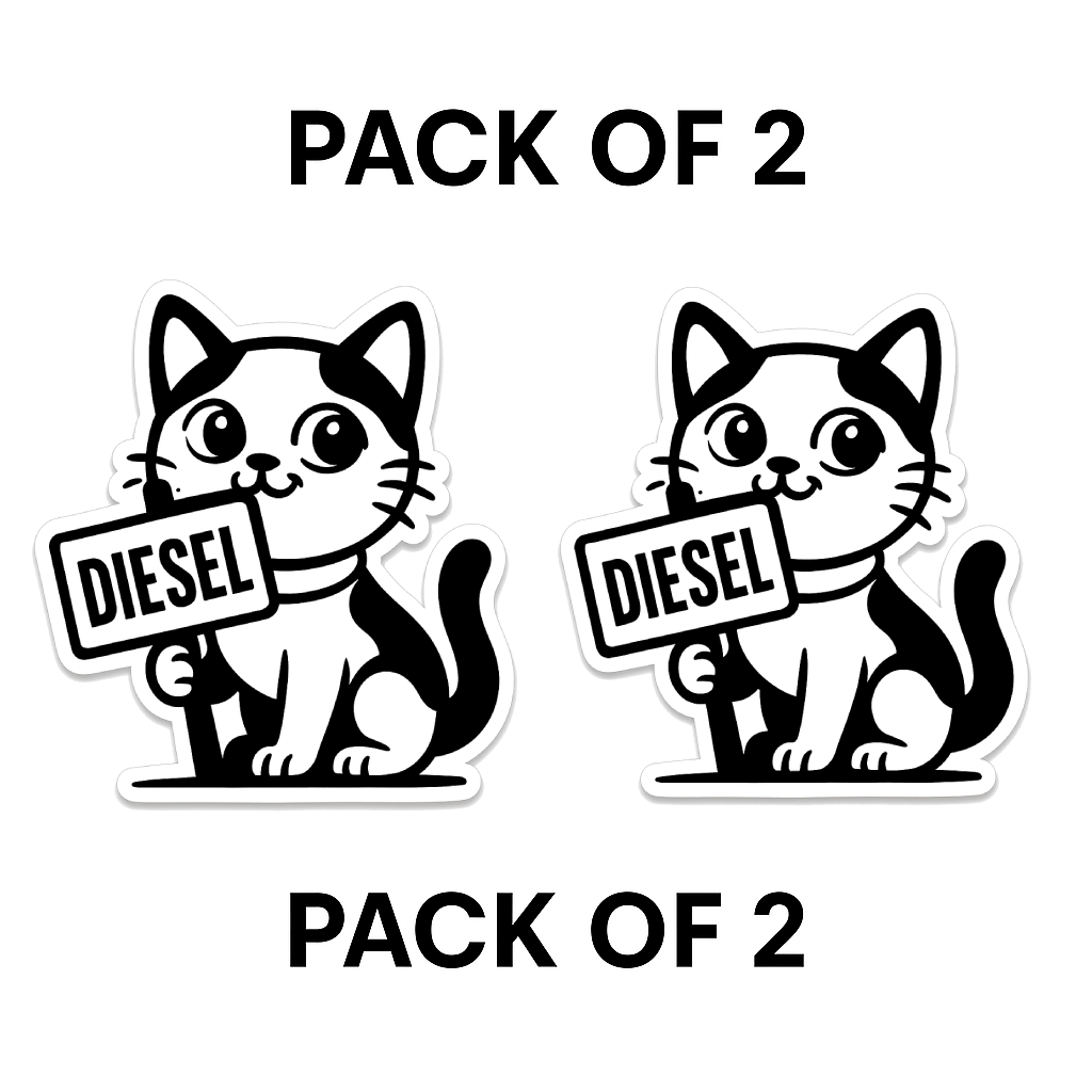 Smeeps Diesel Cat Sticker – 10.16 x 9.4 cm Cute Cartoon Kitty Fuel Type Car & Bike Vinyl Decal | Waterproof | Clear Diesel Identification