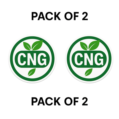 Smeeps CNG Round Leaf Sticker – 10.16 x 10.16 cm Eco Green Circle Car & Bike Vinyl Decal | Waterproof | Clear CNG Fuel Identification