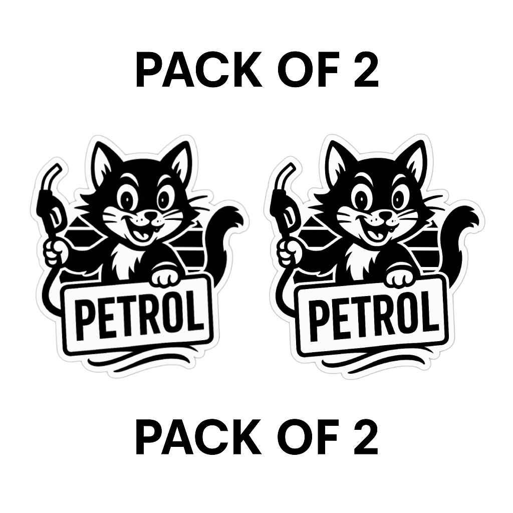 Smeeps Petrol Cat Sticker – Pack of 2 – Cute Fuel Indicator Vinyl Decal for Car & Bike | Waterproof & Durable | 9 x 7.7 cm