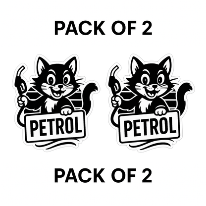 Smeeps Petrol Cat Sticker – Pack of 2 – Cute Fuel Indicator Vinyl Decal for Car & Bike | Waterproof & Durable | 9 x 7.7 cm