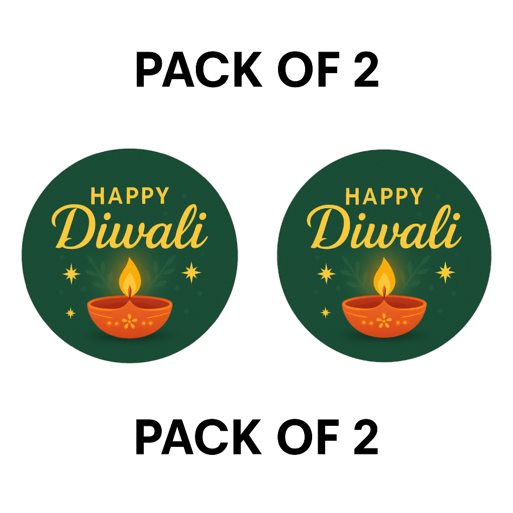 Smeeps Happy Diwali Sticker – 7.62 cm Festival Diya Decal | Round Deepavali Decoration Sticker | Waterproof & Durable Vinyl
