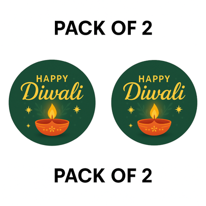 Smeeps Happy Diwali Sticker – 7.62 cm Festival Diya Decal | Round Deepavali Decoration Sticker | Waterproof & Durable Vinyl