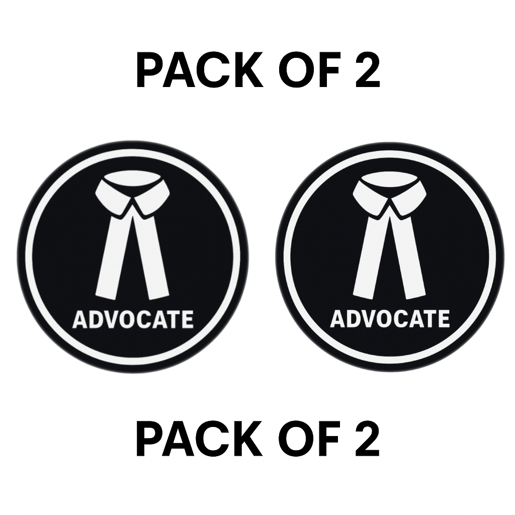 Pack of 2 | Smeeps Advocate Symbol Vinyl Sticker – 15.24 cm Round Black & White Lawyer Decal | Legal Professional Identity Tag for Car, Office, Laptop | Waterproof & UV-Resistant
