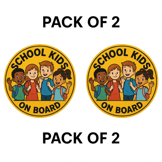 Smeeps School Kids on Board Sticker – 13.97 x 13.97 cm | Vibrant Round Safety Sign with Happy Children for School Buses