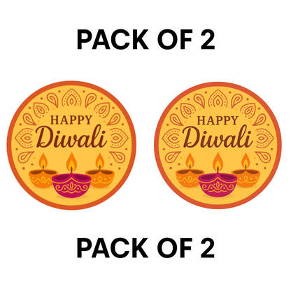 Smeeps Happy Diwali Sticker – 10.16 x 10.16 cm Mandala & Diya Design | Festive Deepavali Décor Decal | Waterproof & UV-Resistant Vinyl