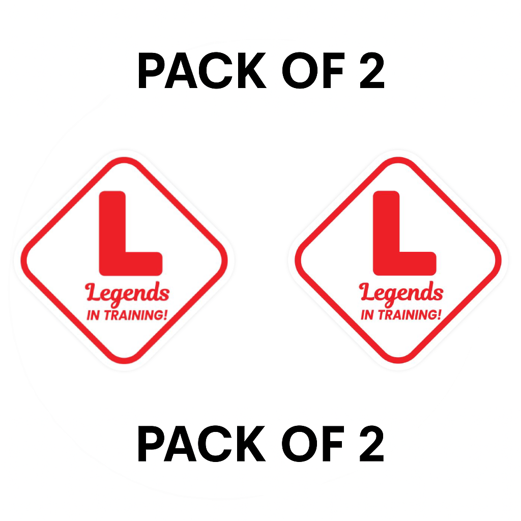 Pack of 2 | Smeeps “Legends in Training” L Plates – 15 cm Reflective Learner Driver Vinyl Stickers for Cars, Bikes & Scooters | Waterproof & Removable