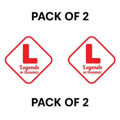 Pack of 2 | Smeeps “Legends in Training” L Plates – 15 cm Reflective Learner Driver Vinyl Stickers for Cars, Bikes & Scooters | Waterproof & Removable