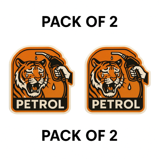 Smeeps Crying Petrol Tiger Sticker – 8.2 x 7.8 cm Funny Fuel-Themed Car Decal with Cartoon Tiger & Nozzle | Waterproof Vinyl Sticker for Petrol Vehicles Only