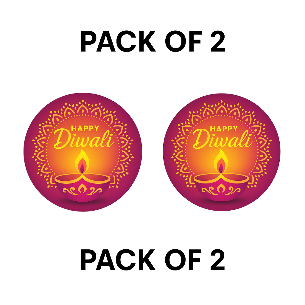 Smeeps Happy Diwali Sticker – 7.62 x 7.62 cm Mandala & Single Diya Design | Festive Deepavali Décor Decal | Waterproof & UV-Resistant Vinyl