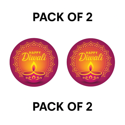 Smeeps Happy Diwali Sticker – 7.62 x 7.62 cm Mandala & Single Diya Design | Festive Deepavali Décor Decal | Waterproof & UV-Resistant Vinyl