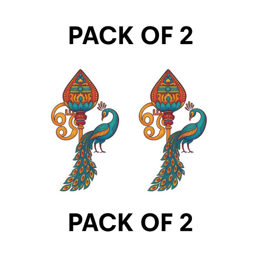 Smeeps Majestic Peacock with Vel – Murugan Om Design | 20.32 x 12.7 cm | Divine Car Sticker