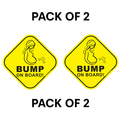 Pack of 2 | Smeeps Bump On Board Car Sticker – 15.24 cm Diamond-Shaped Maternity Safety Sign | Yellow & Black Vinyl Decal for Pregnant Moms