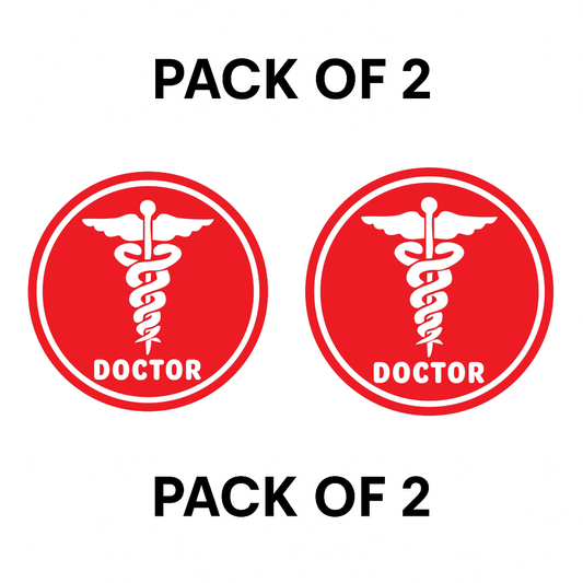 Smeeps Doctor Car Sticker – 10.16 x 10.16 cm | Bold Red Medical Emblem with Text | Professional Identification for Vehicles
