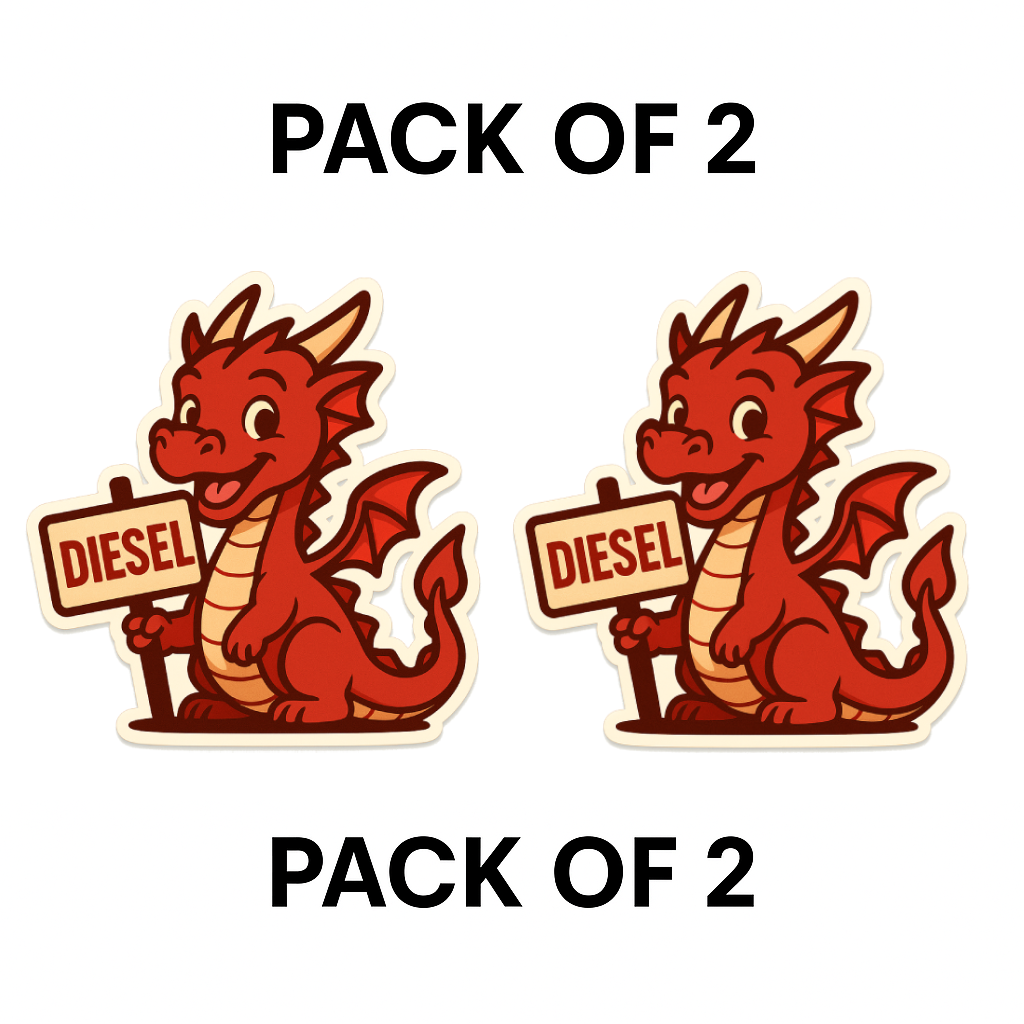 Smeeps Diesel Dragon Sticker – 10.16 x 9.4 cm Cute Dragon Fuel Type Car & Bike Vinyl Decal | Diesel Only Indicator | Waterproof & Durable Design