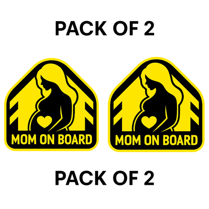 Smeeps Mom On Board Sticker – 14 x 12.7 cm Car & Bike Safety Vinyl Decal | High-Visibility Yellow Design | Waterproof & Durable