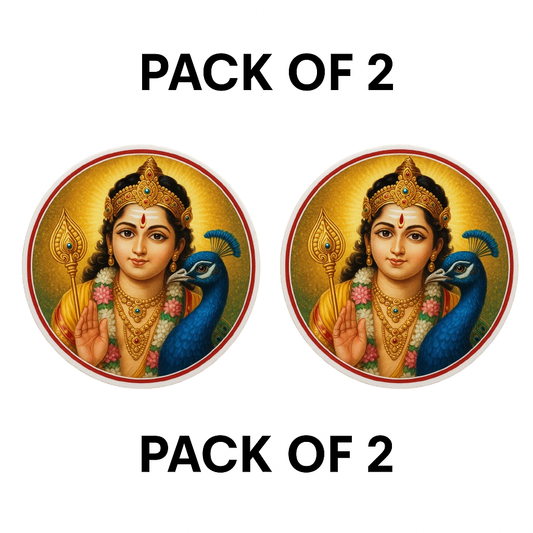 Smeeps Murugan Sticker with Peacock – 7.62 x 7.62 cm | Divine Car & Bike Vinyl Decal