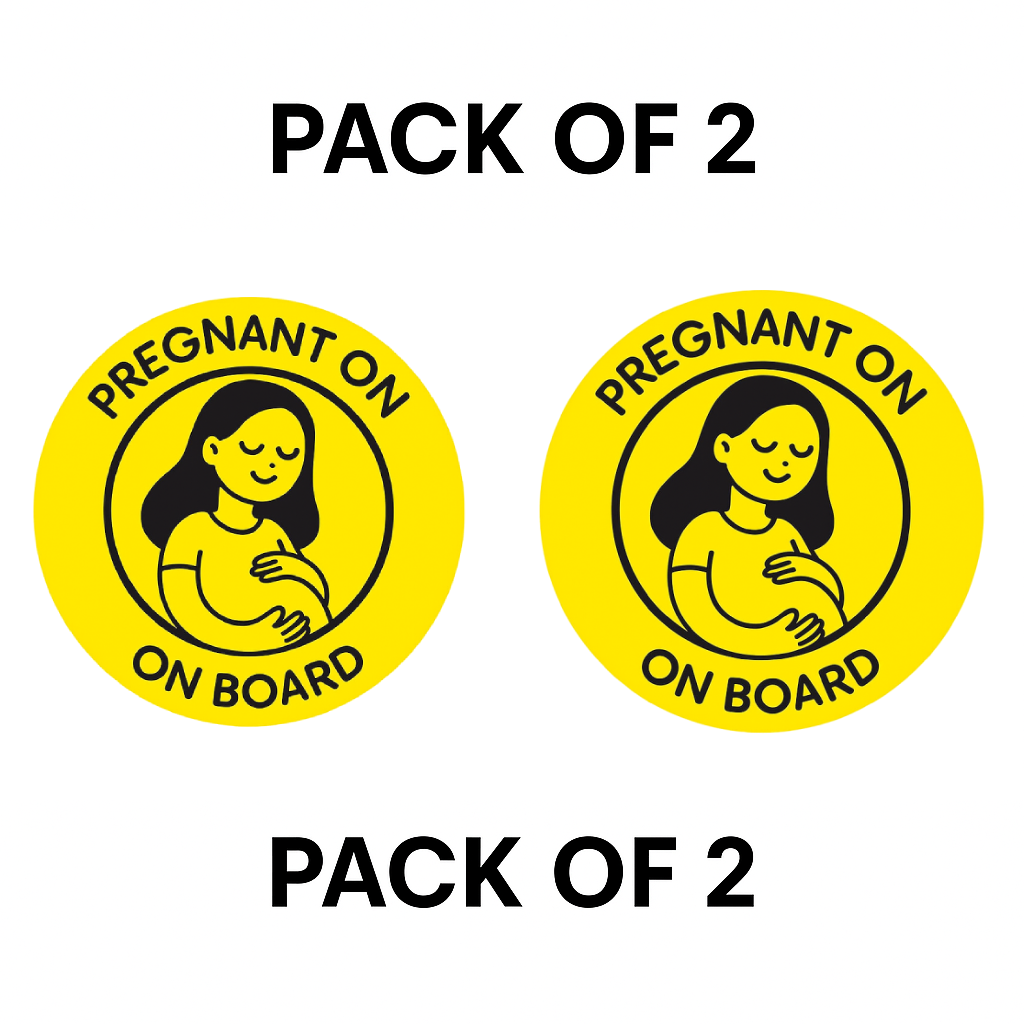 Smeeps Pregnant On Board Sticker – 14 x 14 cm Car & Bike Safety Vinyl Decal | High-Visibility Yellow Round Design | Waterproof & Durable