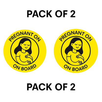 Smeeps Pregnant On Board Sticker – 14 x 14 cm Car & Bike Safety Vinyl Decal | High-Visibility Yellow Round Design | Waterproof & Durable