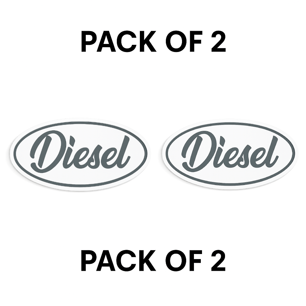 Smeeps Diesel Oval Sticker – 8.2 x 7.62 cm Elegant Script Fuel Type Car & Bike Vinyl Decal | Waterproof | Clear Diesel Identification