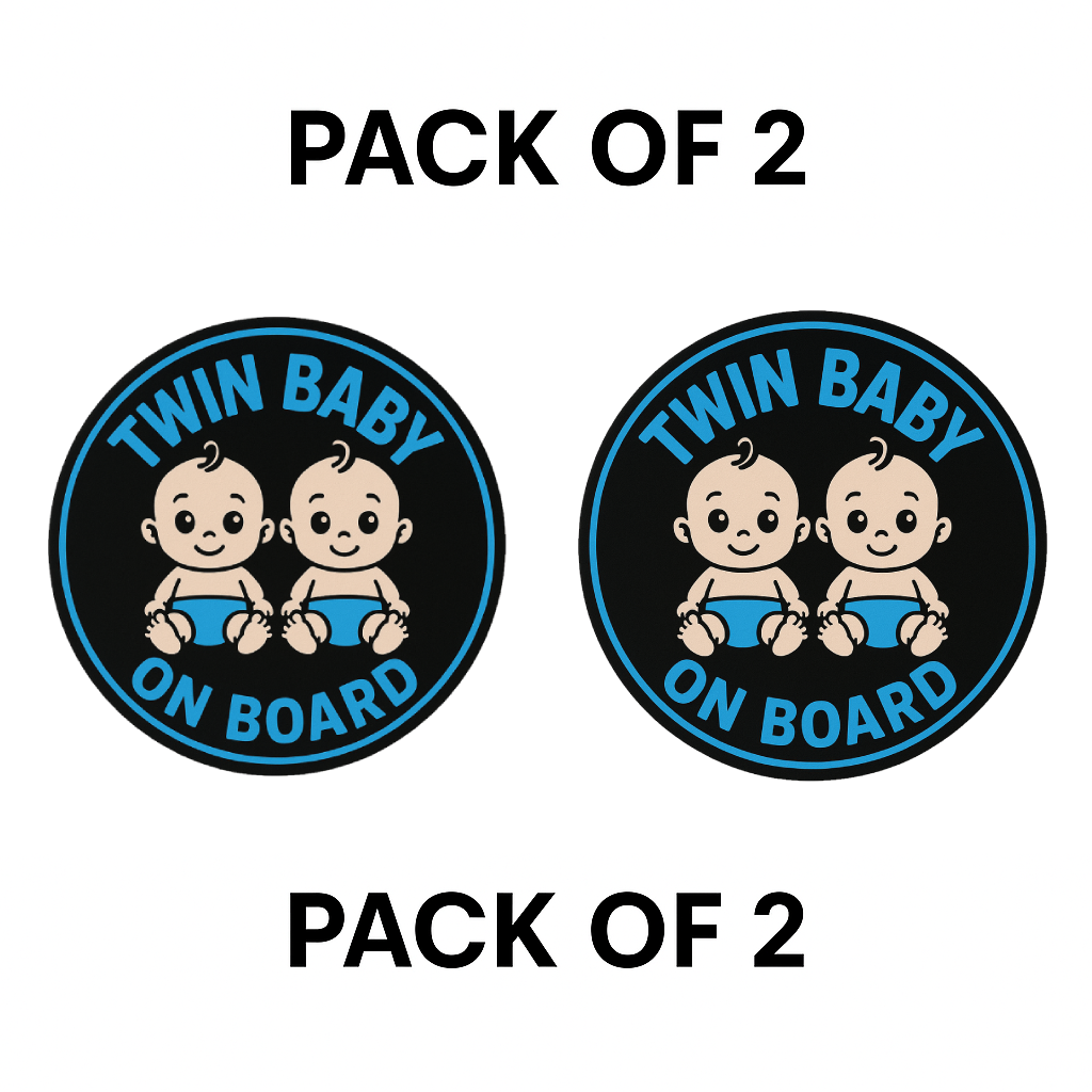 Smeeps Twin Baby on Board Sticker – 13.97 x 13.97 cm | Cute Cartoon Style Twins in Blue | Car Safety Sign for Boys
