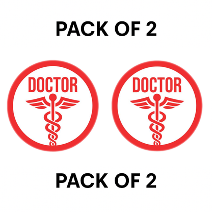 Smeeps Doctor on Duty Sticker – 9.5 x 9.5 cm Round Red Medical Symbol Decal | Waterproof Vinyl Car Sign for Emergency Vehicles