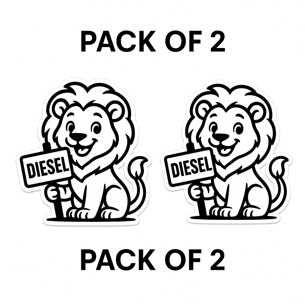 Smeeps Diesel Lion Sticker – 10.16 x 9.4 cm Cute Lion Fuel Type Car & Bike Vinyl Decal | Waterproof | Clear Diesel Identification