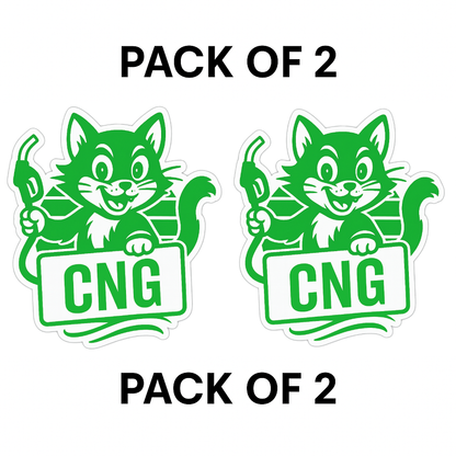 Smeeps CNG Cat Sticker – 10.16 x 9.2 cm Cute Green Kitty Fuel Type Car & Bike Decal | Waterproof Vinyl | Fun & Clear CNG Indicator