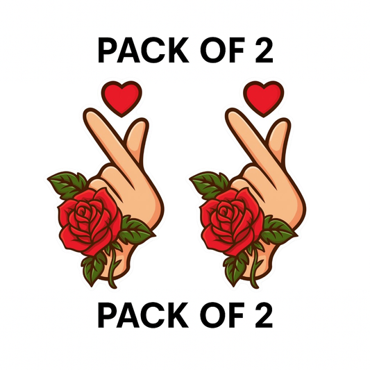 Smeeps Rose Heart Hand Sticker – 7.7 x 5.08 cm Romantic Design for Bikes | Waterproof & Long-Lasting