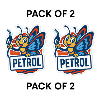 Smeeps Petrol Butterfly Sticker – 10.16 x 9.2 cm Car & Bike Vinyl Decal | Vibrant Fuel Icon Design | Waterproof & Durable Label Sticker