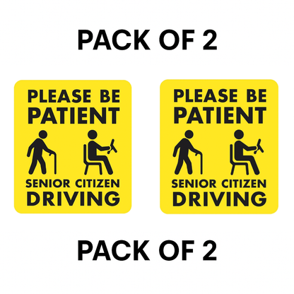 Smeeps Senior Citizen Driving Car Sticker – 14 x 12.7 cm Yellow Safety Alert Decal for Cars