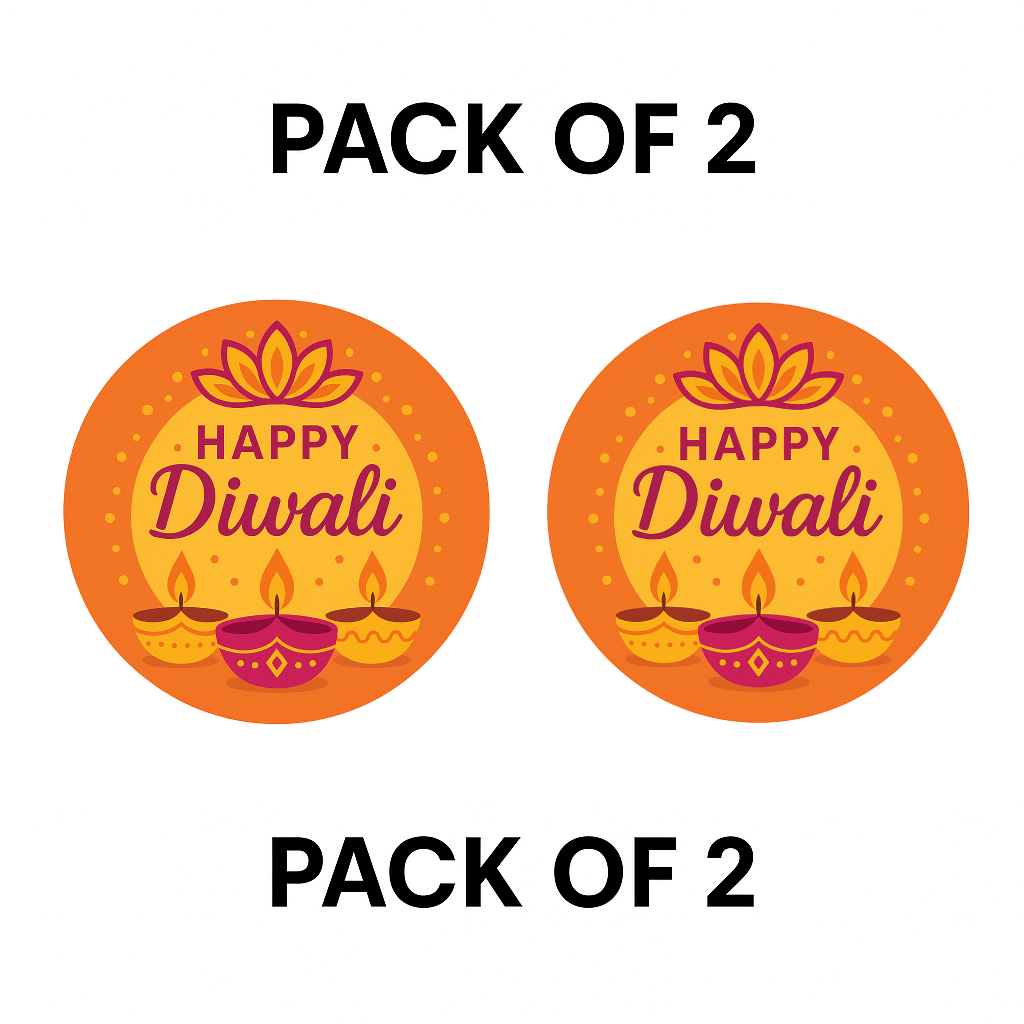 Smeeps Happy Diwali Sticker – 10.16 x 10.16 cm Round Lotus & Diya Design | Festive Deepavali Décor Decal | Waterproof & UV-Resistant Vinyl
