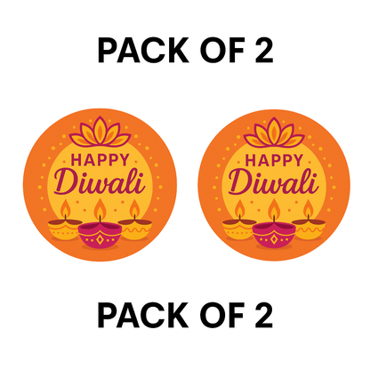 Smeeps Happy Diwali Sticker – 10.16 x 10.16 cm Round Lotus & Diya Design | Festive Deepavali Décor Decal | Waterproof & UV-Resistant Vinyl