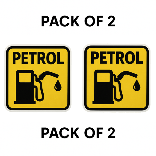 Yellow Petrol Fuel Pump Sticker – 13 x 13 cm | Bold High-Visibility Design | Waterproof Vinyl for Cars