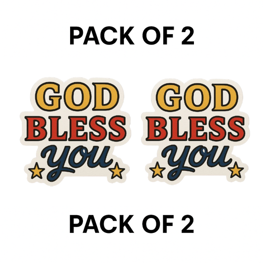 Smeeps “God Bless You” Sticker – 8.4 x 7.8 cm Inspirational Car Decal with Stars | Waterproof & Fade-Resistant